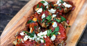 Grilled Wings with Mighty Mitch's Wing Sauce & Crumbled Blue Cheese